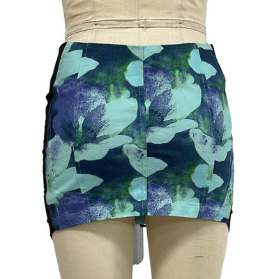 Miaou Floral Azul Print Corset Mini Skirt Size S