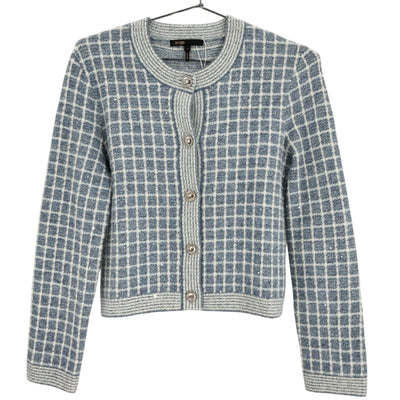 Maje Checkered Blue Malony Cardigan Size 1