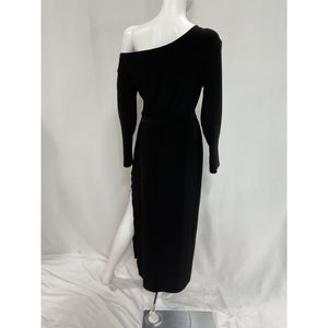 Norma Kamali '3/4 Sleeve' Black Drop Shoulder Side Slit Gown Size L