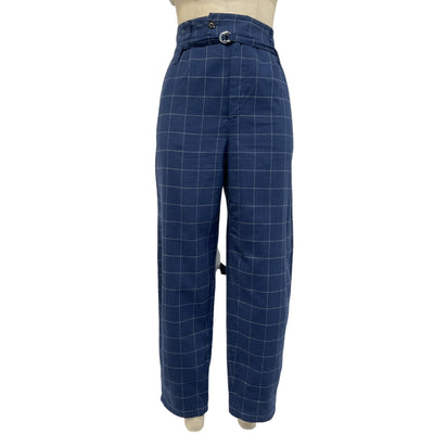 Marissa Webb Windowpane Blue Syd Balloon Pants Size 4