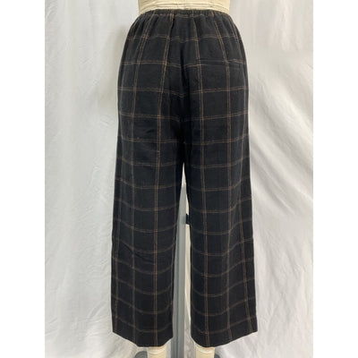 Vince 'Flannel' Black Wool Plaid Wide Leg Pant Size 6