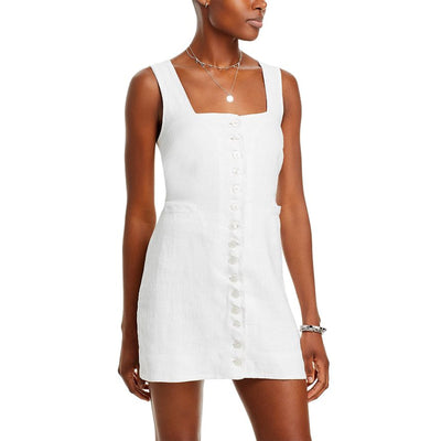 Faithfull The Brand Button Front White Marinia Mini Dress Size 6