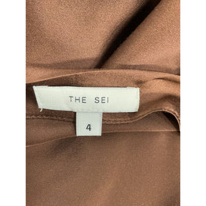 The Sei Satin Chocolate One Shoulder Top Size 4