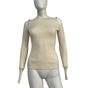 Proenza Schouler Ribbed Cream Button Sleeve Sweater Size XS