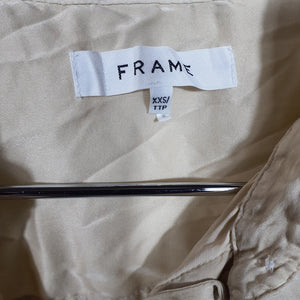Frame Crinkled Silk Beige Boyfriend Size Xxs Shirt