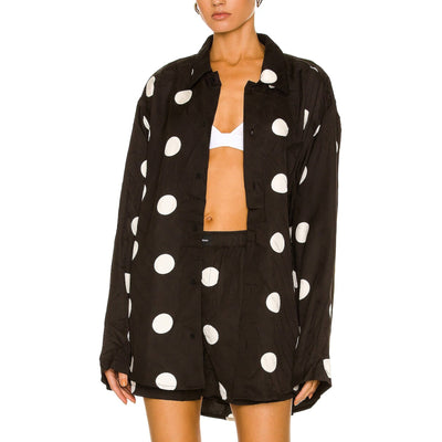 Balenciaga Oversized Black Polka Dot Button Down Shirt Size US 36 IT / US 4