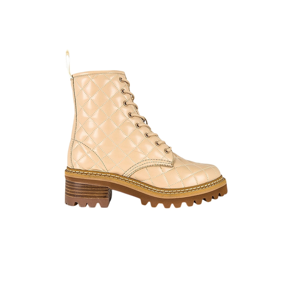 See By Chloé Quilted Light Pastel Pink Jodie Combat Boots Size EU 38/ US 8