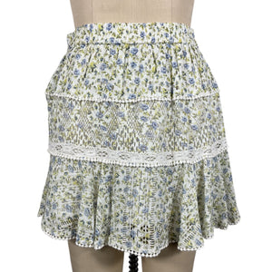 Loveshackfancy Romantic White Garden Stream Ruffle Skirt Size XS