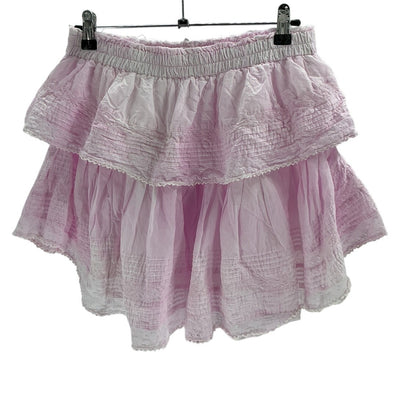 Loveshackfancy Ruffled Pink Heritage Skirt Size M