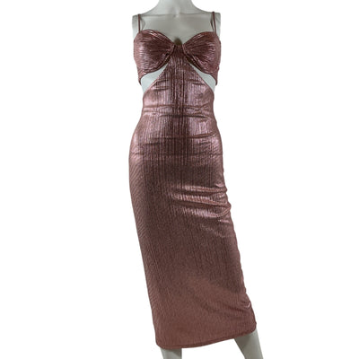 Michael Costello Shimmering Pink Yvonne Midi Dress Size XXS