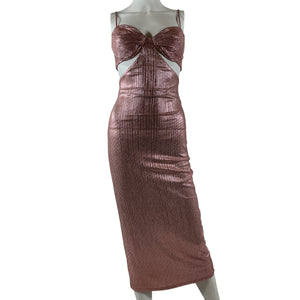 Michael Costello Shimmering Pink Yvonne Midi Dress Size XXS