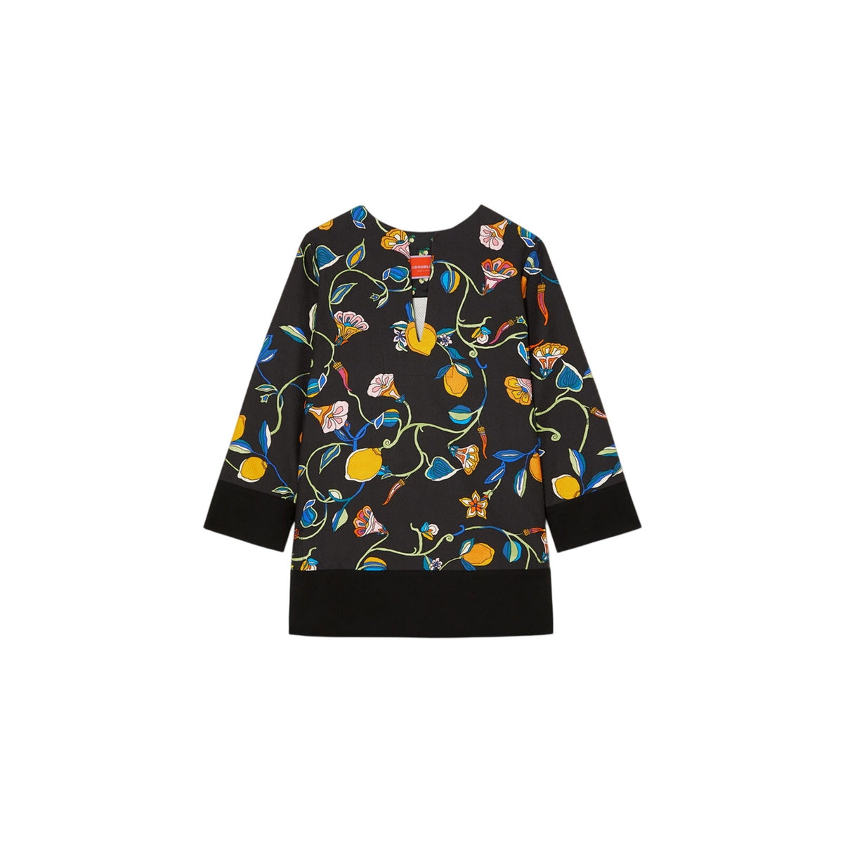 La Doublej Printed Textured Cotton Black Tunic Size Large Top NWT