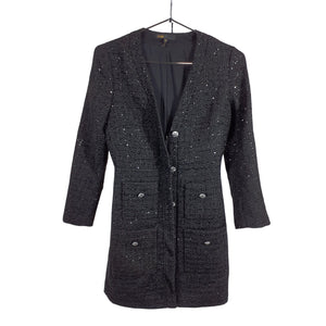 Maje Sequined Black Tweed Mini Size 4 US / 36 EU Dress
