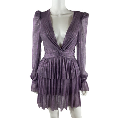 Sabina Musayev Metallic Purple Felicie Mini Dress Size M