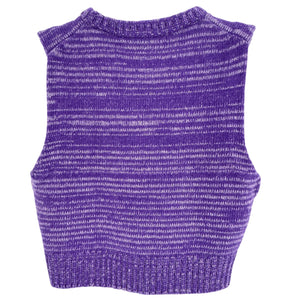Ganni Cropped Purple Logo Knit Sweater Vest Size S