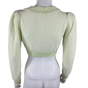 Loveshackfancy Cropped Light Green Twain Cardigan Size XS