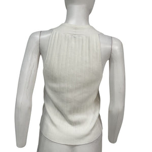 Vince Ribbed White Button Front Tank Top Size S