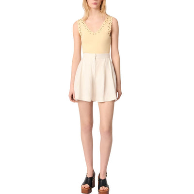 Maje Pleated Cream Flowing Shorts Size 36