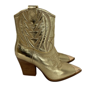 Lola Cruz Metallic Gold Gambels Ii Boots Size 38 EU / US 8