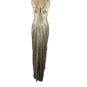 Maria Lucia Hohan Metallic Gunmetal Noor Gown Size 6