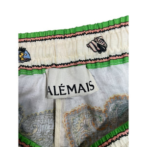 Alemais Patchwork-Printed Wide-Leg Linen Multi Trippy Troppo Pants Size 8 Uk (4 Us)
