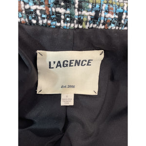 L'agence Tweed Green Blue Black Multi Brooke Blazer Size 0