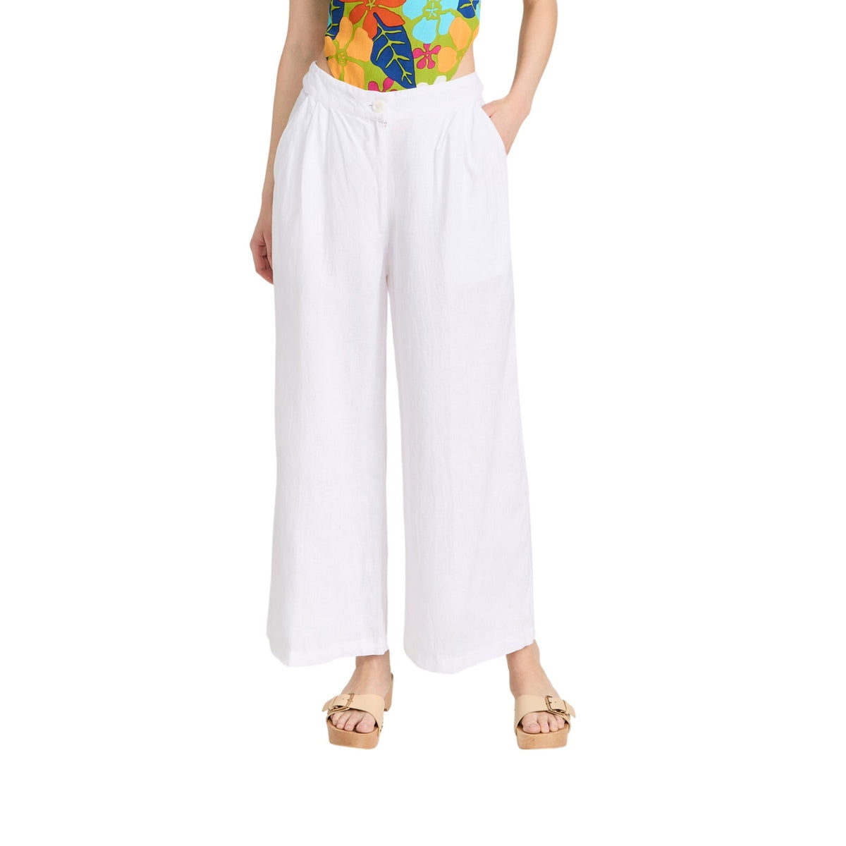 Faithfull The Brand Linen White Circa Pants Size XS