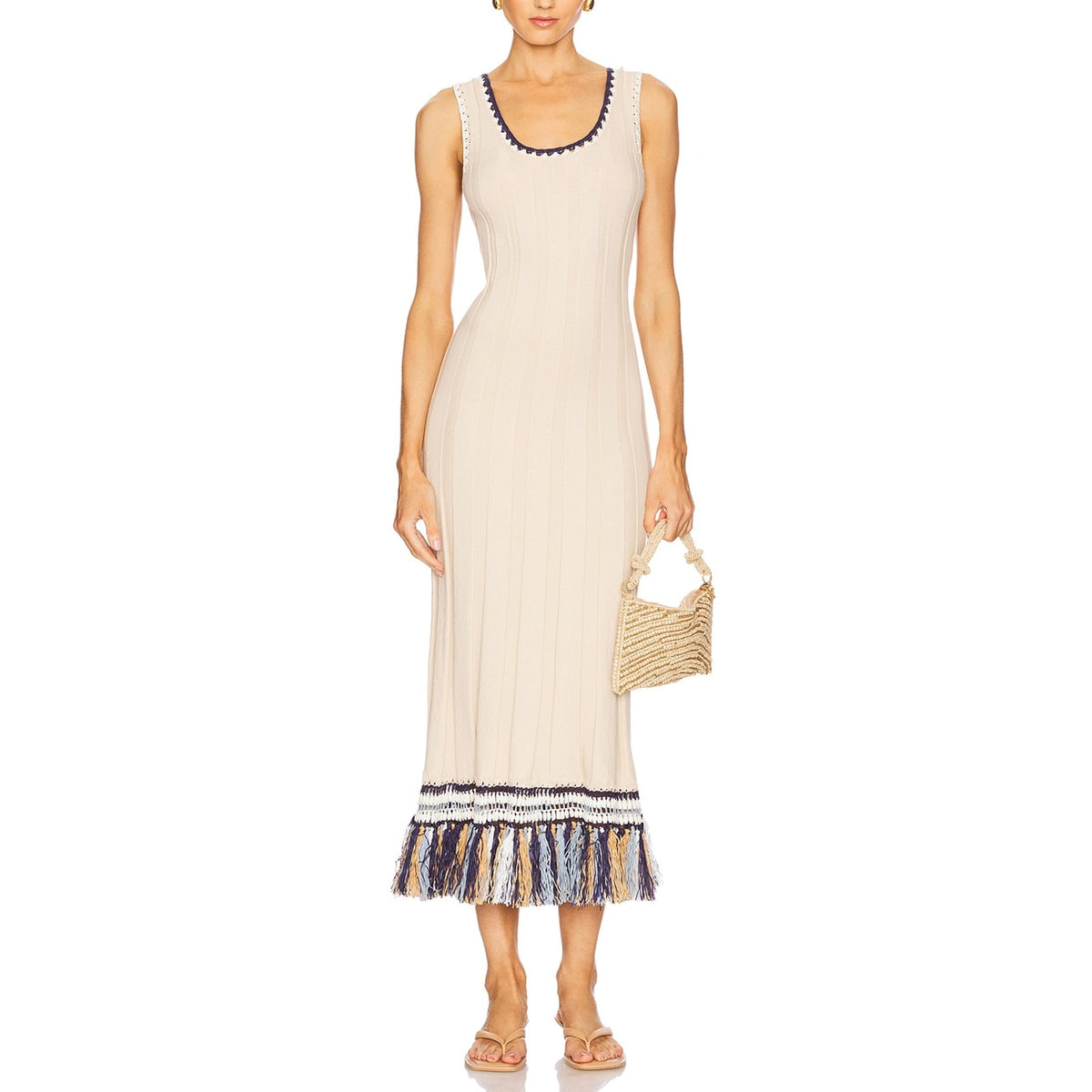 Simkhai Ribbed Tan Julianna Tank Midi Dress Size S