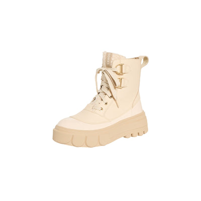 Sorel Platform Bleached Ceramic Oatmeal Caribou X Cozy Lace Up Boots Size 5.5
