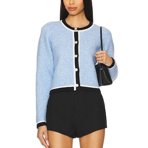 Astr The Label Contrast Trim Multicolor Hattie Cardigan Size S