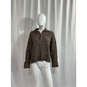 Varley 'Amelia' Brown Oversize Shaker Half Zip Sweater Size XS