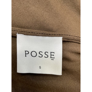 Posse 'Mason' Brown Viscose One Shoulder Top Size S
