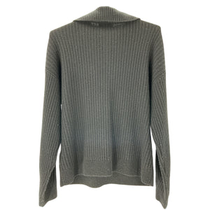 Naadam Ribbed Black Cashmino Half Button Size S Sweater