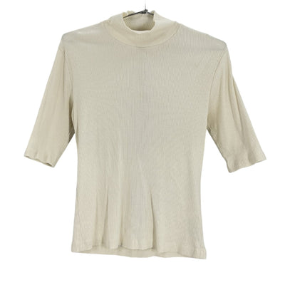 Vince Ribbed Beige Turtleneck Top Size M