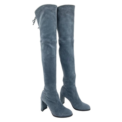 Stuart Weitzman Suede Denim Blue Hiline Over The Knee Boots Size 6
