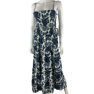 Shona Joy Shirred Blue Diana Midi Dress Size US 8 NWT