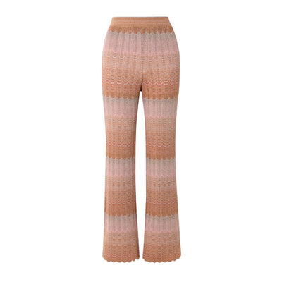 Missoni Metallic Multicolor Crochet Knit Straight Leg Pants Size IT 40