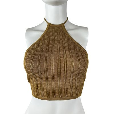 Significant Other Textured Tan Hania Halter Top Size 2
