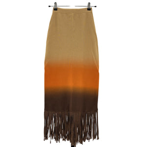 Sandro 'Aldira Dégradé' Brown Viscose Stretch-Knit Midi Skirt Size 34