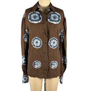 Alexis Printed Sapphire Brown Merlin Blouse Size XS