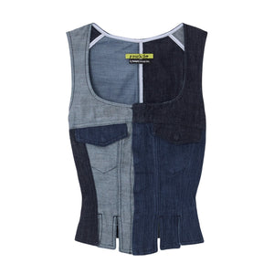 Marques Almeida Patchwork Mid Denim Remade Size 4 US / 8 UK Vest