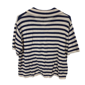 Demylee Striped Buttermilk/Navy Darcy Polo Size L Top