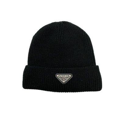 Prada Black Wool And Cashmere Beanie Size S