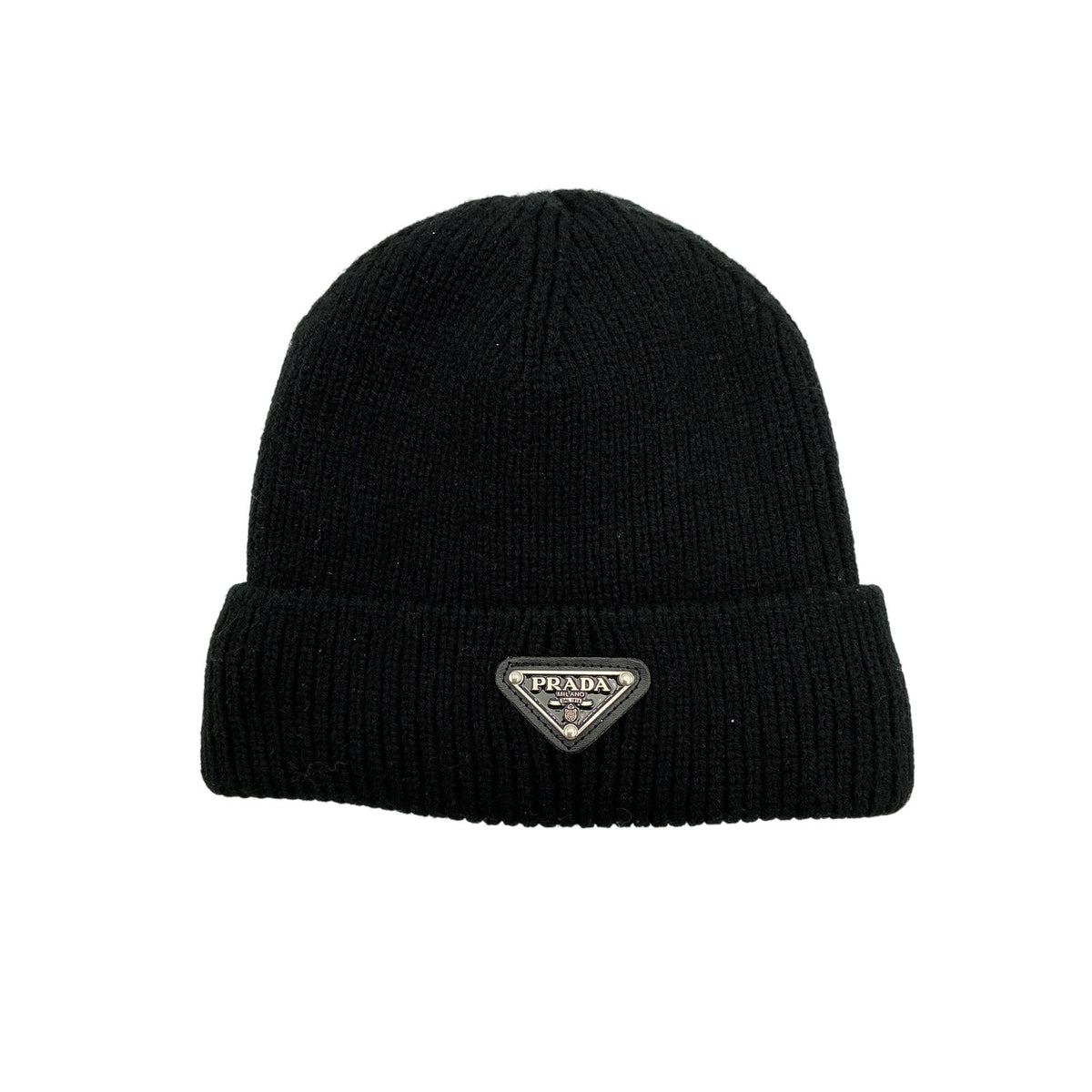 Prada Black Wool And Cashmere Beanie Size S