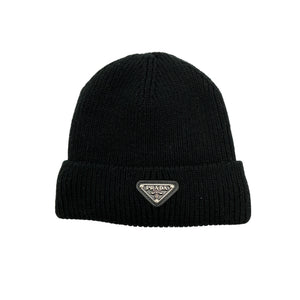 Prada Black Wool And Cashmere Beanie Size S