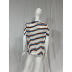 Veronica Beard 'Benji' Blue Striped Scoop Neck Short Sleeve Tee Size M