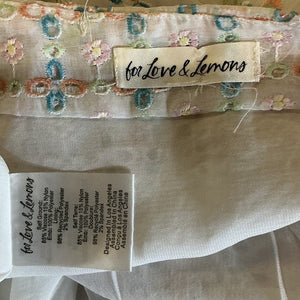 For Love And Lemons Embroidered White Multi Denise Mini Skirt Size L