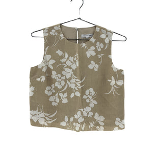 Veronica Beard Floral Beige Clarendon Linen Blend Tank Size 0 Top