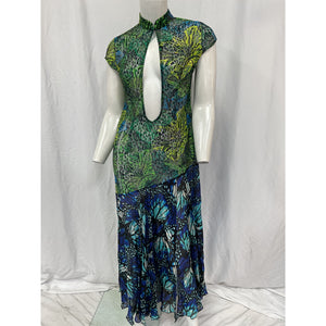 Kim Shui Lace Blue Rayon Butterfly Dress Size M