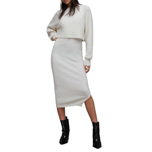 Allsaints Ribbed Chalk White Margot Crewneck Dress Size S